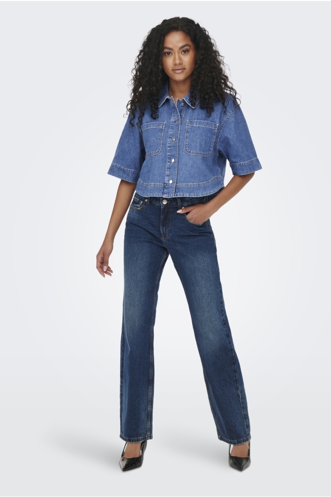 ONLCLEO LIFE SS CROP DNM SHIRT PIM 15248584 Medium Blue Denim